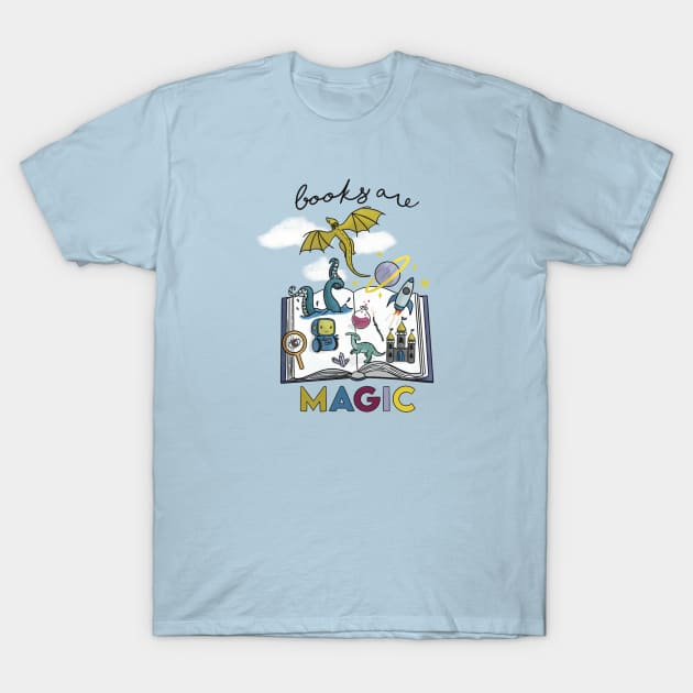 Books are Magic T-Shirt by Amyologist Draws